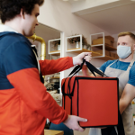 delivery in big red bag